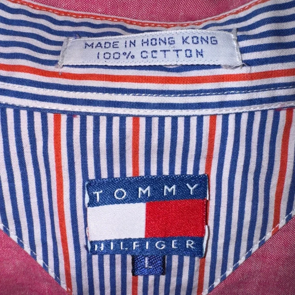 Vintage 90s‎ Tommy Hilfiger Crest Button-Up Shirt – Size L – Made in Hong Kong